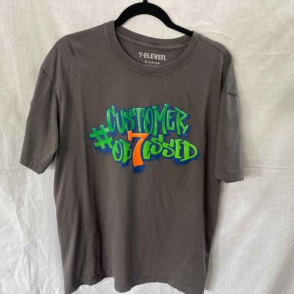 7-11 Employee Uniform T Shirt #ob7essed Gray Size XL - Picture 1 of 4